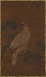 Un águila blanca en una rama de pino, dinastía Ming o Qing, siglo XVII