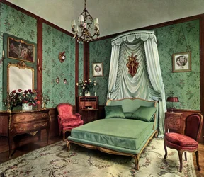 Un dormitorio del reinado de Luis XV, Hotel des Saints Pères, París, 1938
