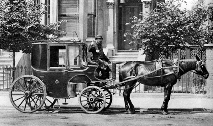 Un carruaje tirado por caballos, Londres, 1926-1927