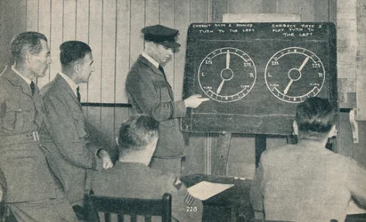 Una conferencia sobre vuelo instrumental en la Escuela Central de Vuelo en Upavon, Wiltshire, c1936 c1937
