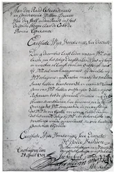 Una carta de la Compañía Holandesa de las Indias Orientales a Willem Adriaan van der Stel, siglo XVIII
