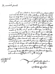 Una carta escrita por Thomas Lincoln, 1676 1840
