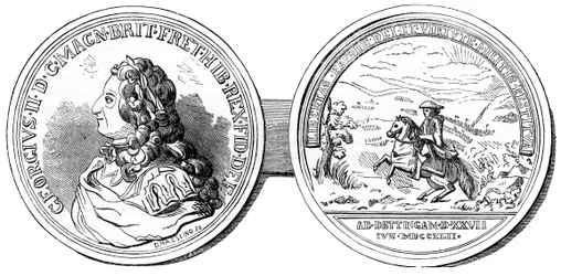 Medalla acuñada para conmemorar la Batalla de Dettingen, 1743