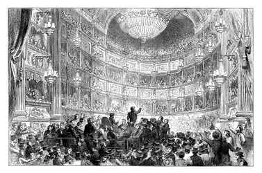 Una reunión de la Liga Anti-Corn Law en el Teatro Drury Lane, Londres, 1838 c1895