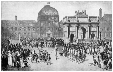 Desfile militar en París, Francia, siglo XVIII