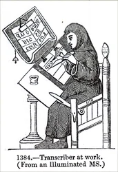 Un monje iluminando un manuscrito