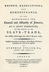Una protesta sobre el tema del comercio de esclavos, 1789 1965
