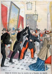 Un revólver en los pasillos de la cámara de diputados, París, 1902