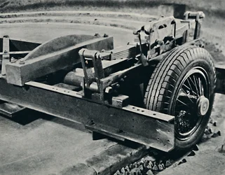 Una llanta de roadster en prueba, 1937