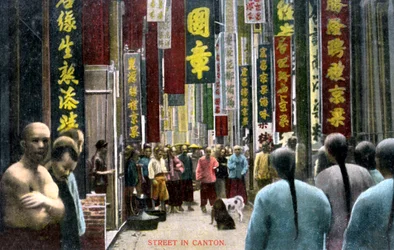 Una calle en Cantón, China, c. 1900