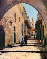 Una calle en Jerusalén, Israel, 1926