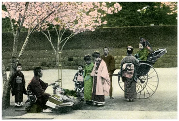Un comerciante callejero, Japón, 1904