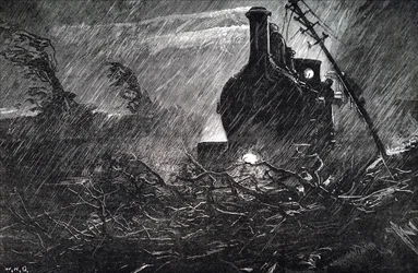 Un tren detenido por escombros en la vía