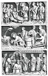 Un tríptico de la obra curativa de San Remigio, obispo de Reims