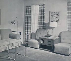 Vista en un apartamento de dos habitaciones en el Edificio Keeler, Grand Rapids, Michigan, 1935