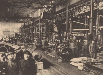 Un taller de la fábrica Putilov, c. 1914