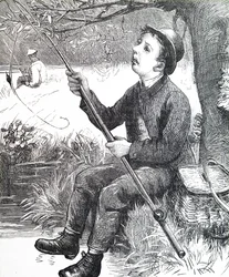Un niño pescando