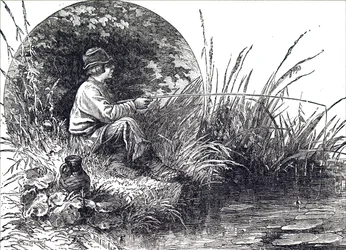 Un niño pescando