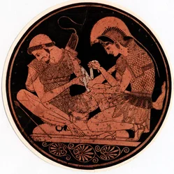 Aquiles vendando la herida de Patroclo, c1900