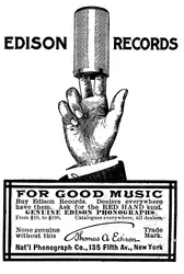 Anuncio de grabaciones de cilindros de fonógrafo Edison, 1900