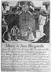 Anuncio para la tienda de telas de Mary y Ann Hogarth