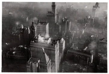 Vista aérea de Manhattan, Ciudad de Nueva York, EE.UU., desde un Zeppelin, 1928-1933