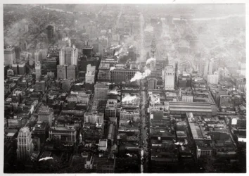 Vista aérea de Filadelfia, Pensilvania, EE. UU., desde un Zeppelin, 1928-1933