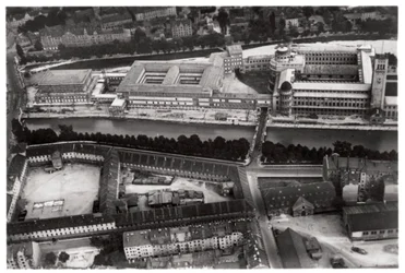 Vista aérea del Museo Alemán, Múnich, Alemania, desde un Zeppelin, c1931 1933
