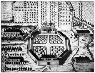 Vista aérea de la finca vinícola Vergelegen, Sudáfrica, siglo XVIII 1931