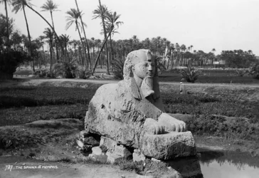 Esfinge de alabastro en Menfis, Egipto, c1920s-c1930s