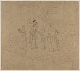 Álbum de temas taoístas y budistas: Procesión de deidades taoístas: Hoja 10, 1200s