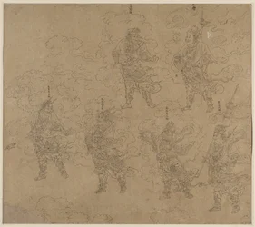 Álbum de temas taoístas y budistas: Procesión de deidades taoístas: Hoja 14, 1200s