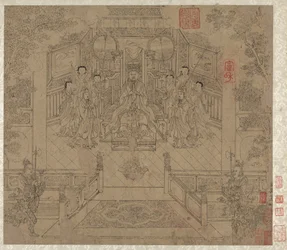 Álbum de Temas Daoístas y Budistas: Procesión de Deidades Daoístas: Hoja 1, 1200s