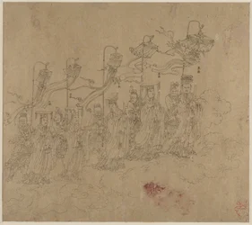 Álbum de temas taoístas y budistas: Procesión de deidades taoístas: Hoja 5, 1200s