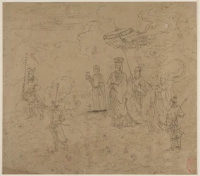 Álbum de temas taoístas y budistas: Procesión de deidades taoístas: Hoja 8, 1200s