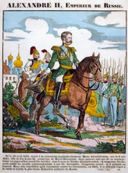 Alejandro II, Zar de Rusia, revisando tropas, c1855