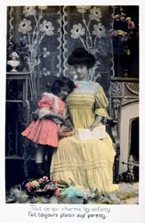 Todo lo que encanta a los niños..., Postal francesa, c1900