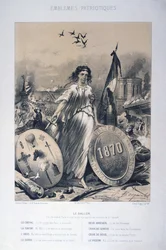 Alegoría de emblemas patrióticos franceses, 1870
