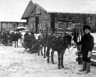 Infantería americana cerca de Arkhangel, Rusia, diciembre de 1918