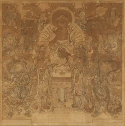 Asamblea de Amitabha Buddha en el Paraíso Occidental, finales del siglo XVIII-principios del siglo XIX
