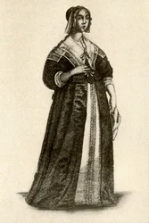 Una dama inglesa en vestido de casa, 1640, 1937