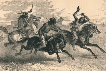 Una carrera de caballos india, siglo XIX