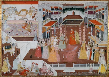 Pintura de matrimonio india de Lucknow, siglo XVIII