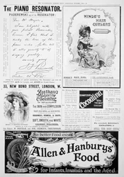 Una página publicitaria en el Illustrated London News, número de Navidad, 1896
