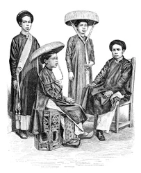 Jefes y mujeres anamitas, Vietnam, 1895
