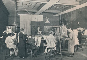Clases de arte y vida en el Ontario College of Art, Toronto, c1913