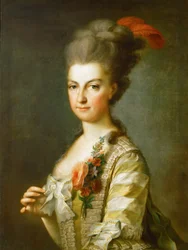 Archiduquesa María Cristina 1742-1798, Duquesa de Teschen, en un vestido de seda a rayas, ca 1766-1770