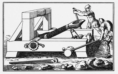 Catapulta de asedio de Arquímedes. De las Historias de Polibio, 1727