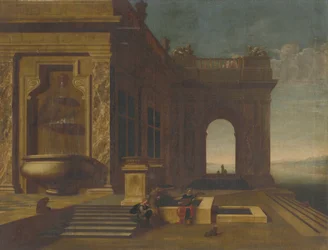 Arquitectura del palacio con figuras