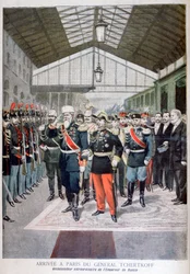 Llegada del General Tchertkoff Chertkov, embajador ruso en Francia, París, 1895
